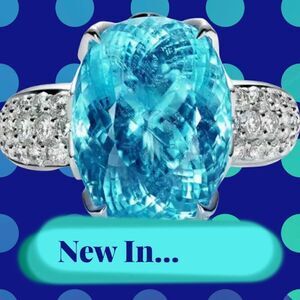 GORGEOUS 6 CTTW WHITE GOLD AQUAMARINE ENGAGEMENT RING  7,8,9